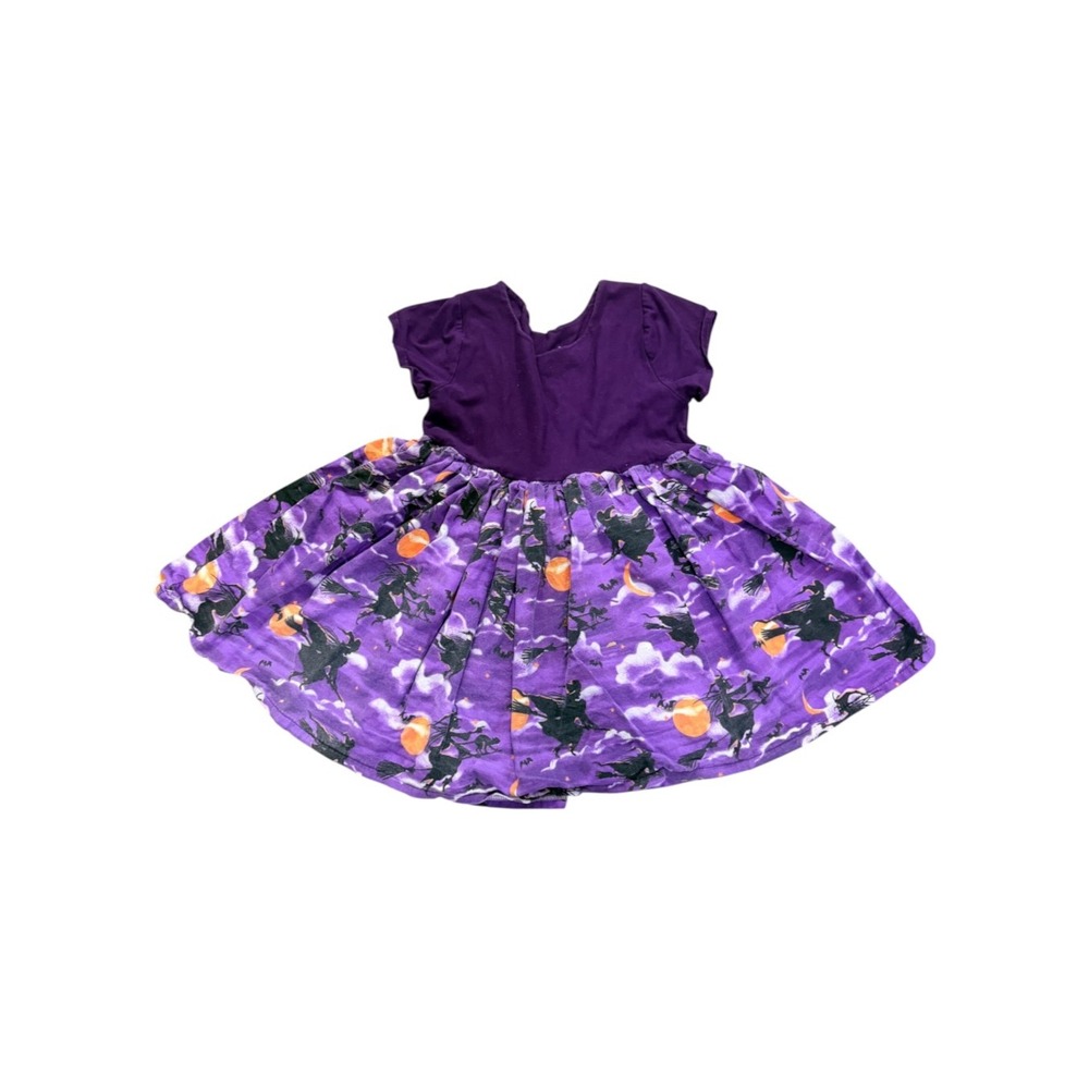 Boutique Witch Halloween Dress Girls Purple Knit Skater Retro Spooky 4T
